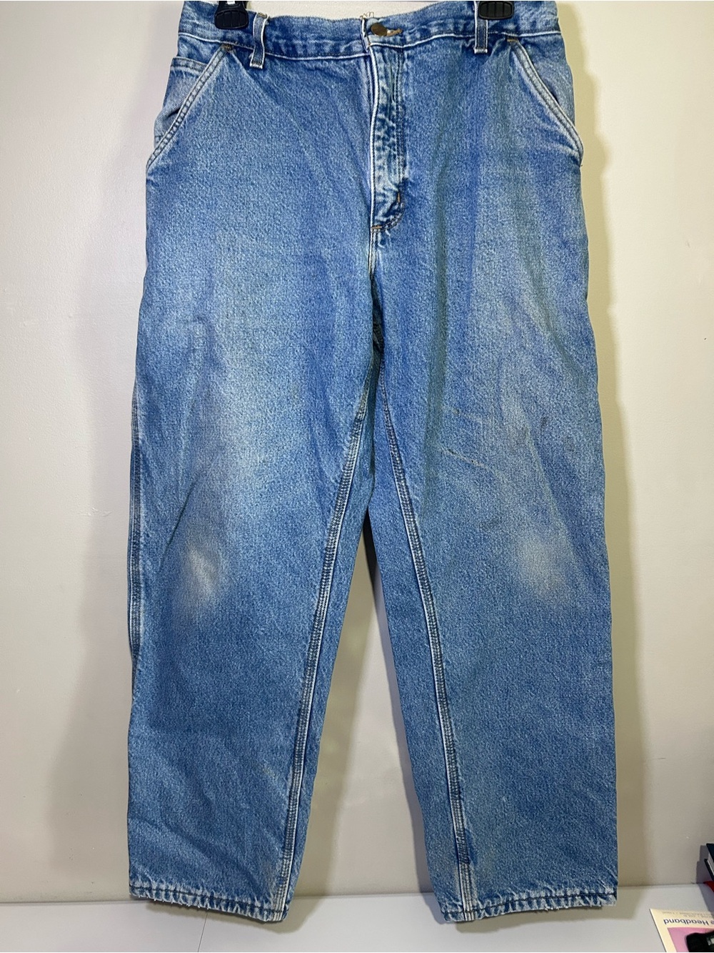 Carhartt B236 DST Flannel Lined Dungaree Fit Carpenter Jeans 36x30 Workwear